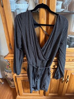 Abercrombie & Fitch Black Polka Dot Trim Romper